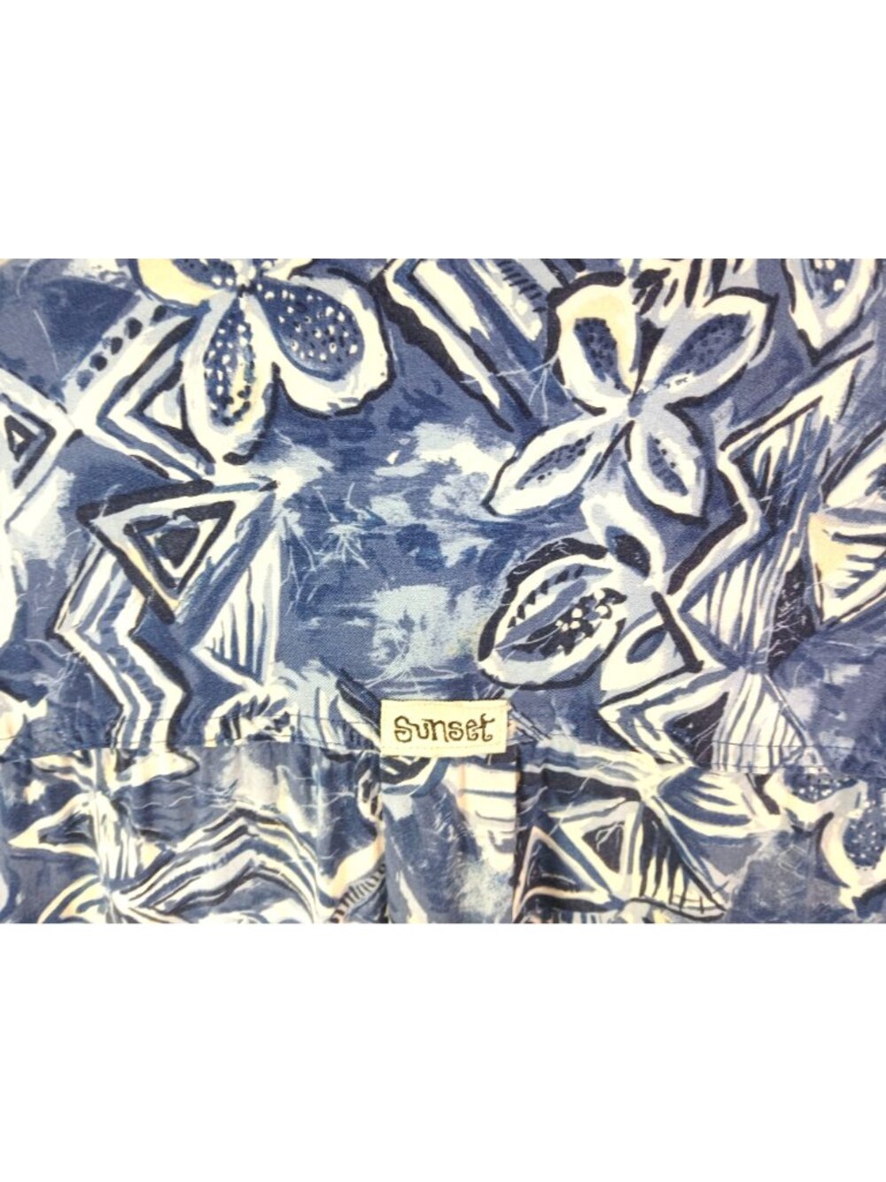 Trading Sunset Blue White Hawaiian Shirt XL Short Sleeve Button Mens Batik Print - Picture 8 of 9